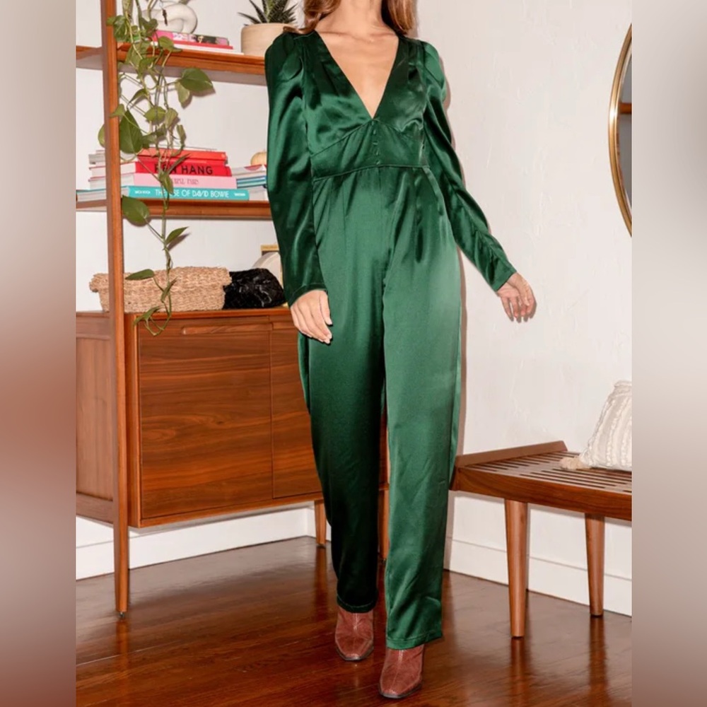 Elegant Green Satin Jumpsuit